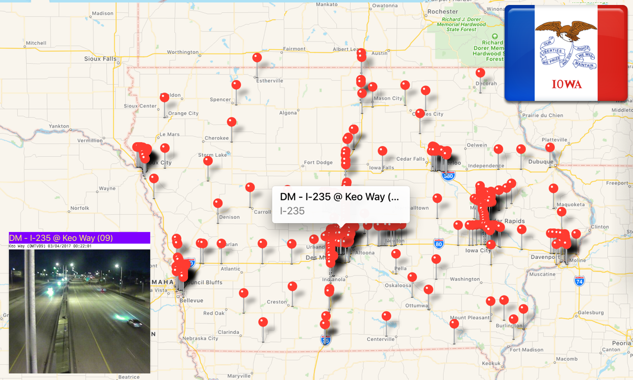 Iowa Road Conditions and Traffic Cameras - Travel & Transit & NOAA