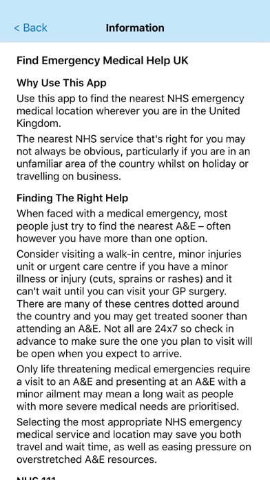 Find Emergency Medical Help UK Screenshot