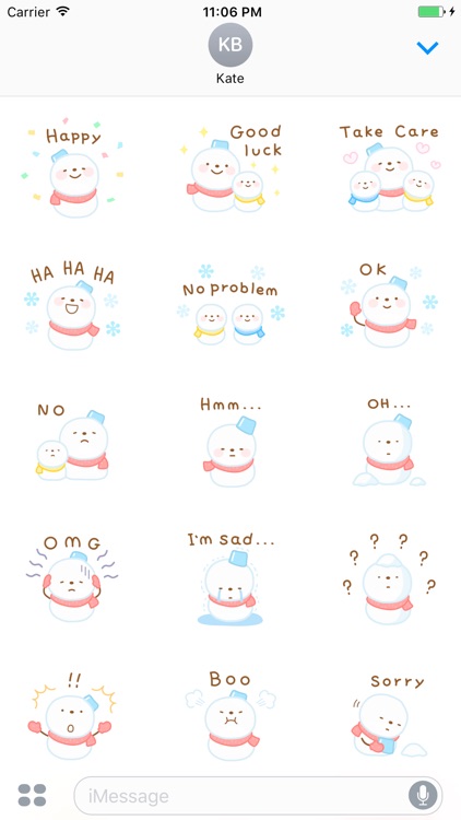 Lovely Snow Man English Sticker