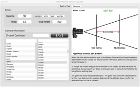 Depth of Field & Exposure Calc screenshot