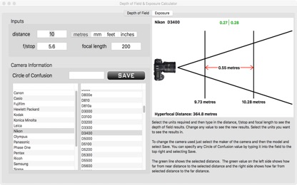 Depth of Field & Exposure Calc screenshot 3