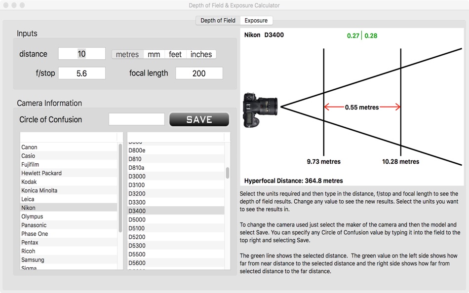 #3. Depth of Field & Exposure Calc (macOS) 由: Essence Computing