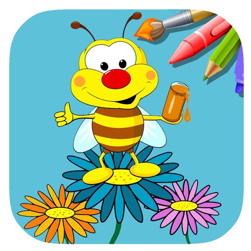 Bees Coloring Page Game For Children Edition Icon