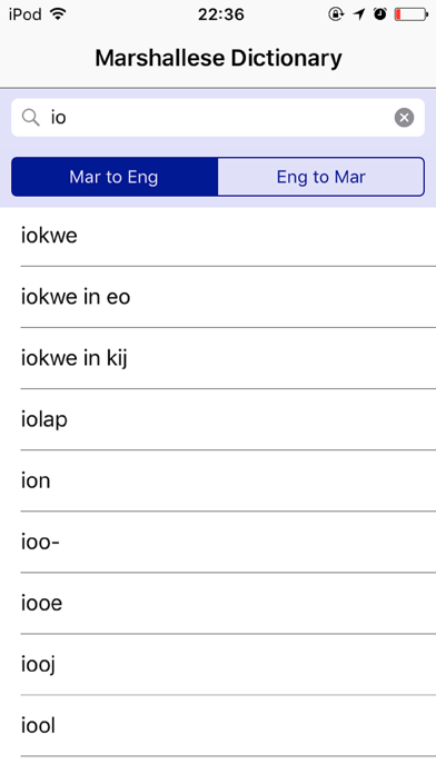 Marshallese Dictionary Screenshot