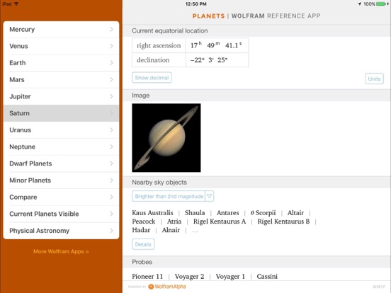Screenshot #6 pour Wolfram Planets Reference App