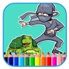 Turtles And Ninja Man Coloring Page Game Version