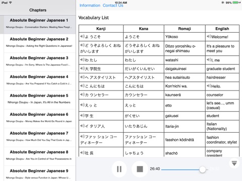 Japanese Beginner Video Vocabulary for iPad screenshot 3