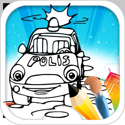 Police Car Coloring Book Icon