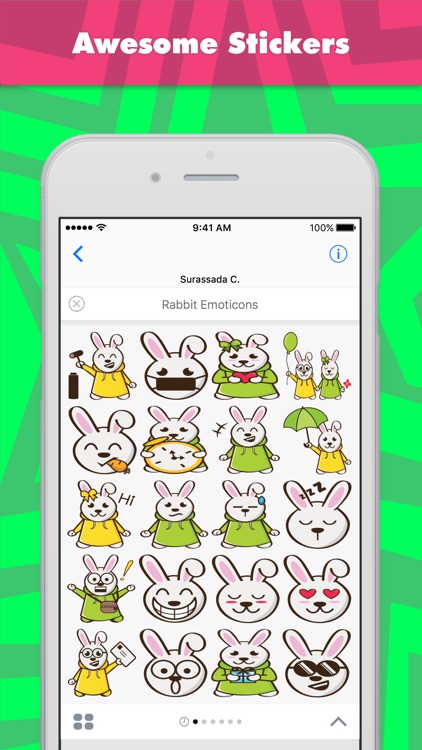 Rabbit Emoticons stickers by Snowicy