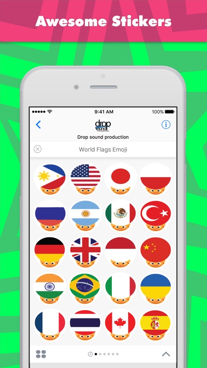 World Flags Emoji stickers by drop sound