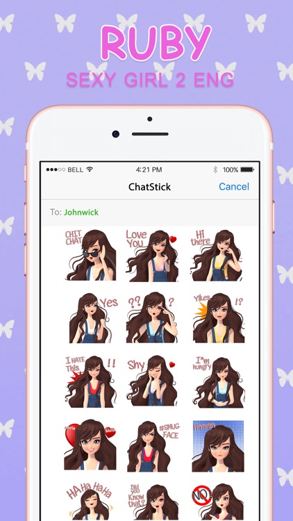 CrazyRuby Sexy girl 2 Eng Stickers for iMessage