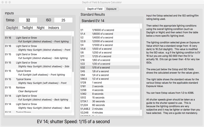 How to cancel & delete depth of field & exposure calc 2