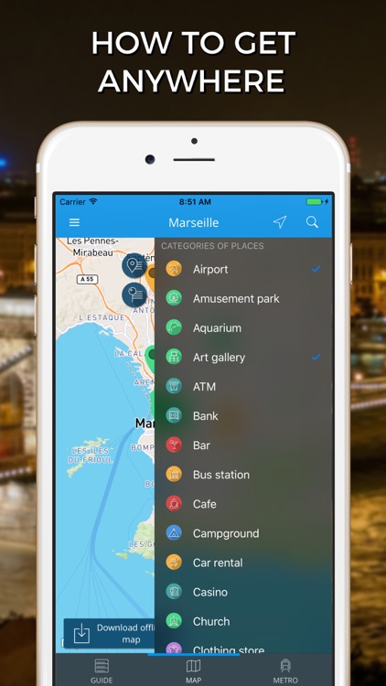 Marseille Travel Guide with Offline Street Map