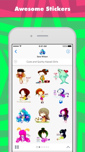 可愛和古怪的卡哇伊女孩贴纸，设计：Fly Okay(圖1)-速報App
