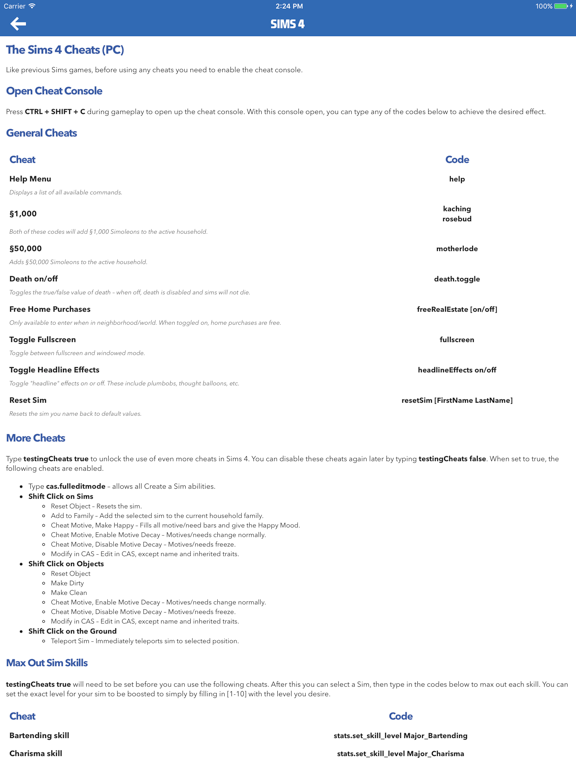 Screenshot #4 pour Cheats & Guide for The Sims - Sims 4,Sims 3 &2&1