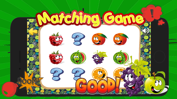 Frutas a juego Recuerde juego a juego preescolar