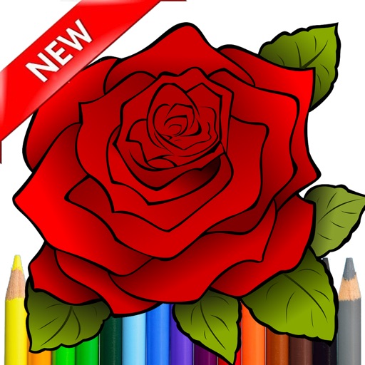 Adult Coloring Serene Rose For Stress Relieved icon