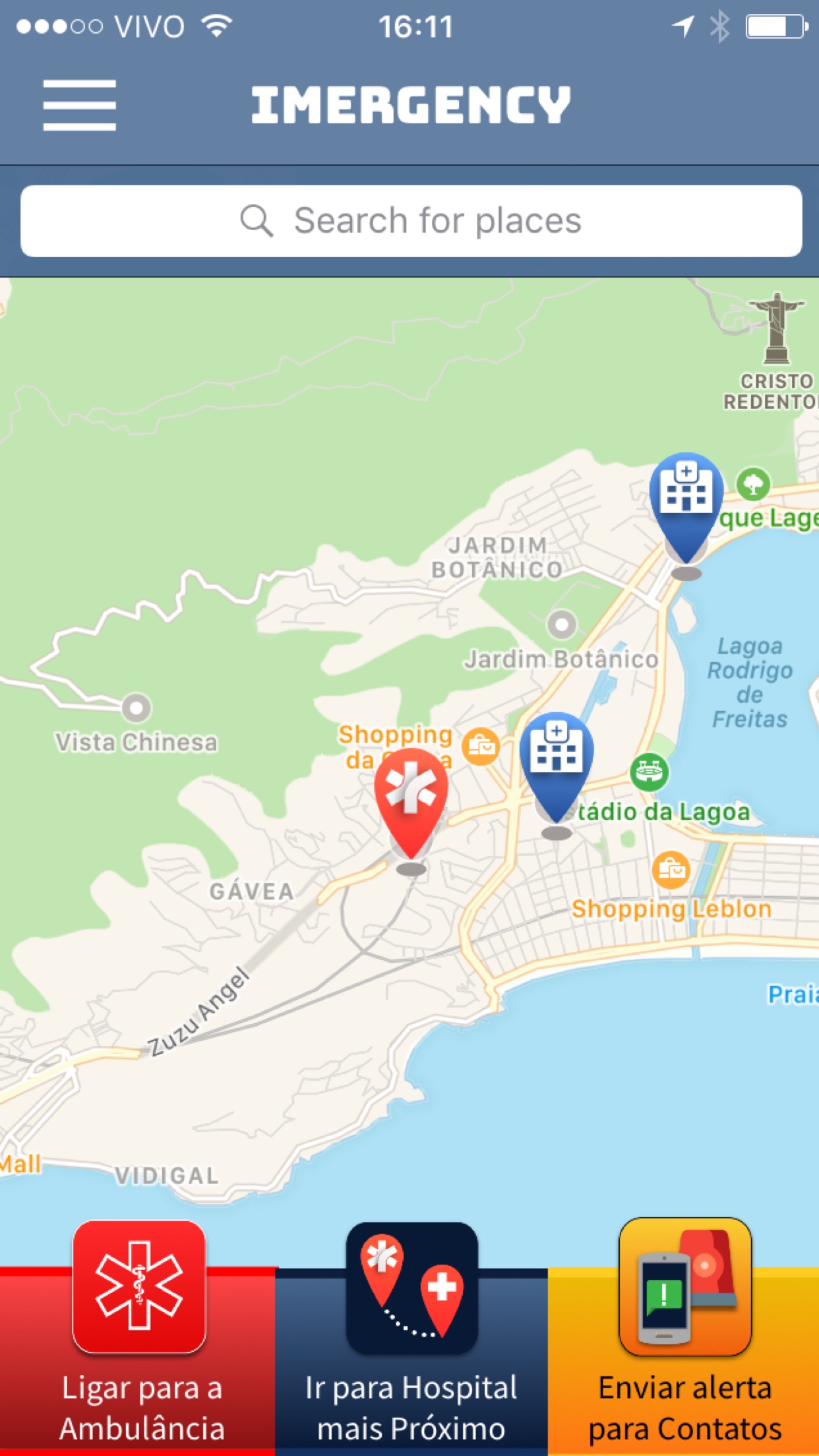 Screenshot do app iMergency