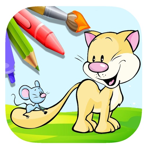 Free Cat And Mouse Game Coloring Page Education Icon