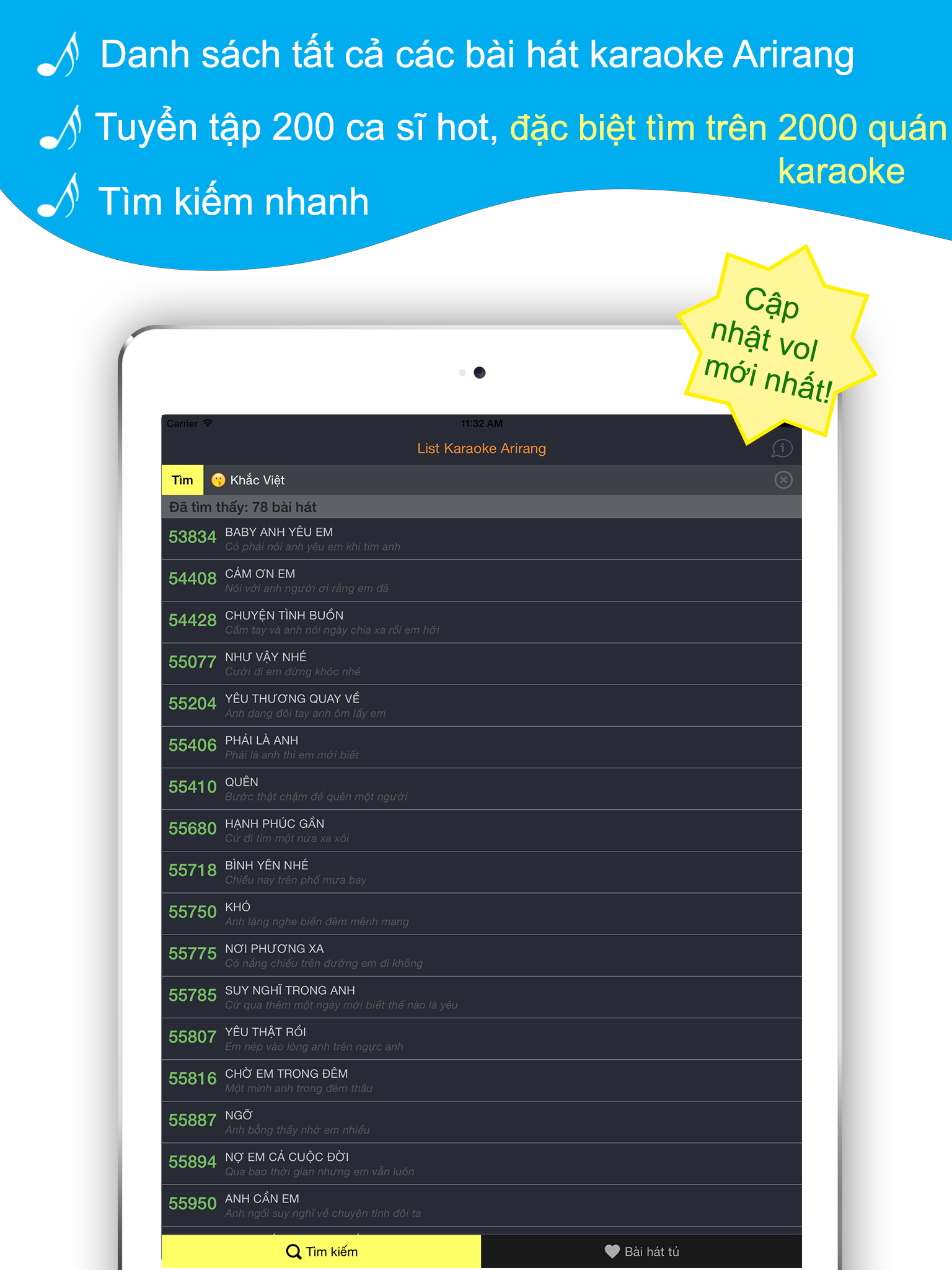 List Karaoke Arirang - Tra mã số bài hát karaoke