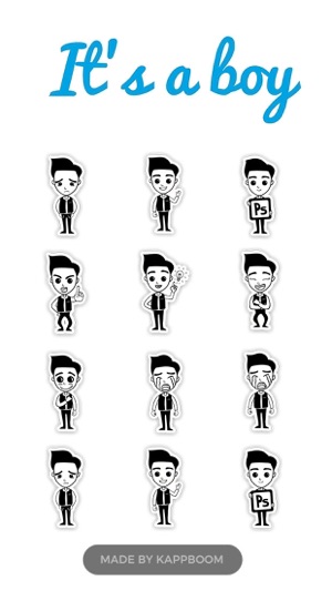 Black & White Boy Emojis
