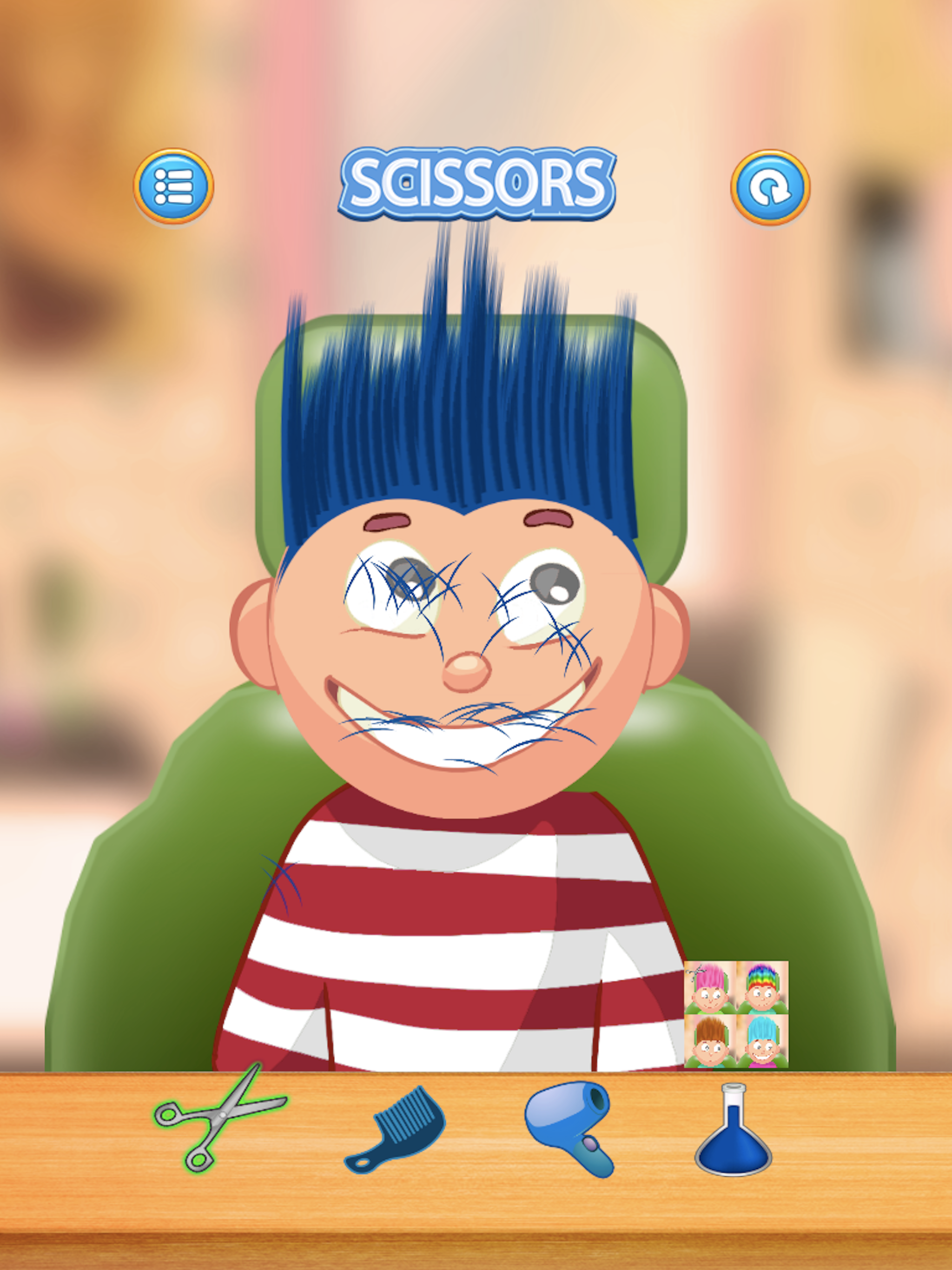 Child game / hair cut (dark blue)