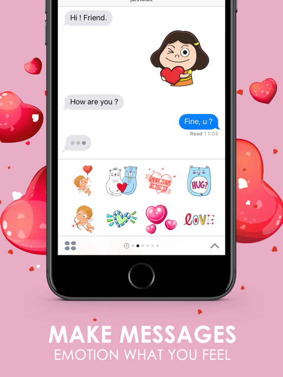 Screenshot #5 pour Love Valentine Sticker Emoji & Emoticons ChatStick