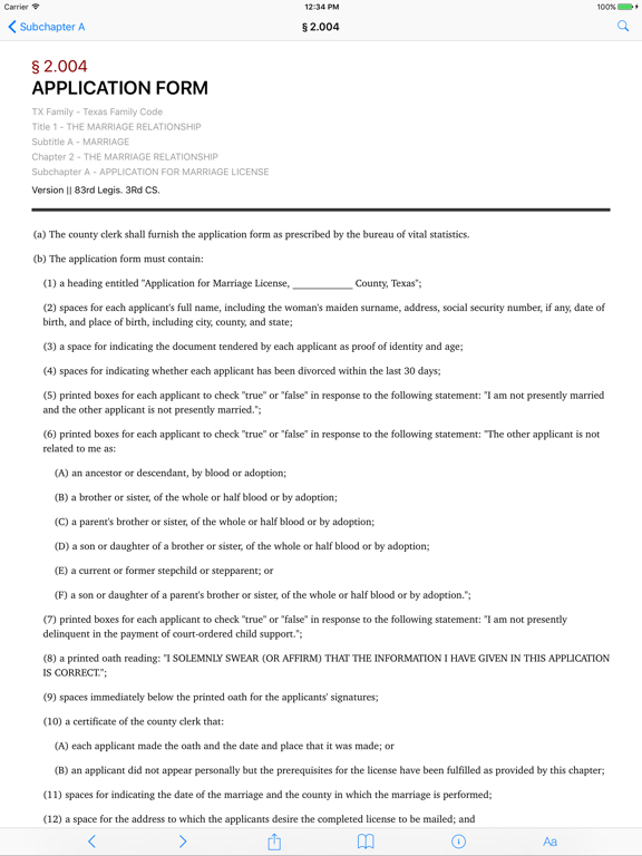 Texas Family Code (LawStack's TX Law/Statutes) iPad screenshot 2 - Reference app