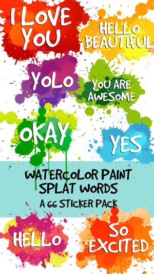 Watercolor Paint Splat Words Text Sticker Pack(圖1)-速報App