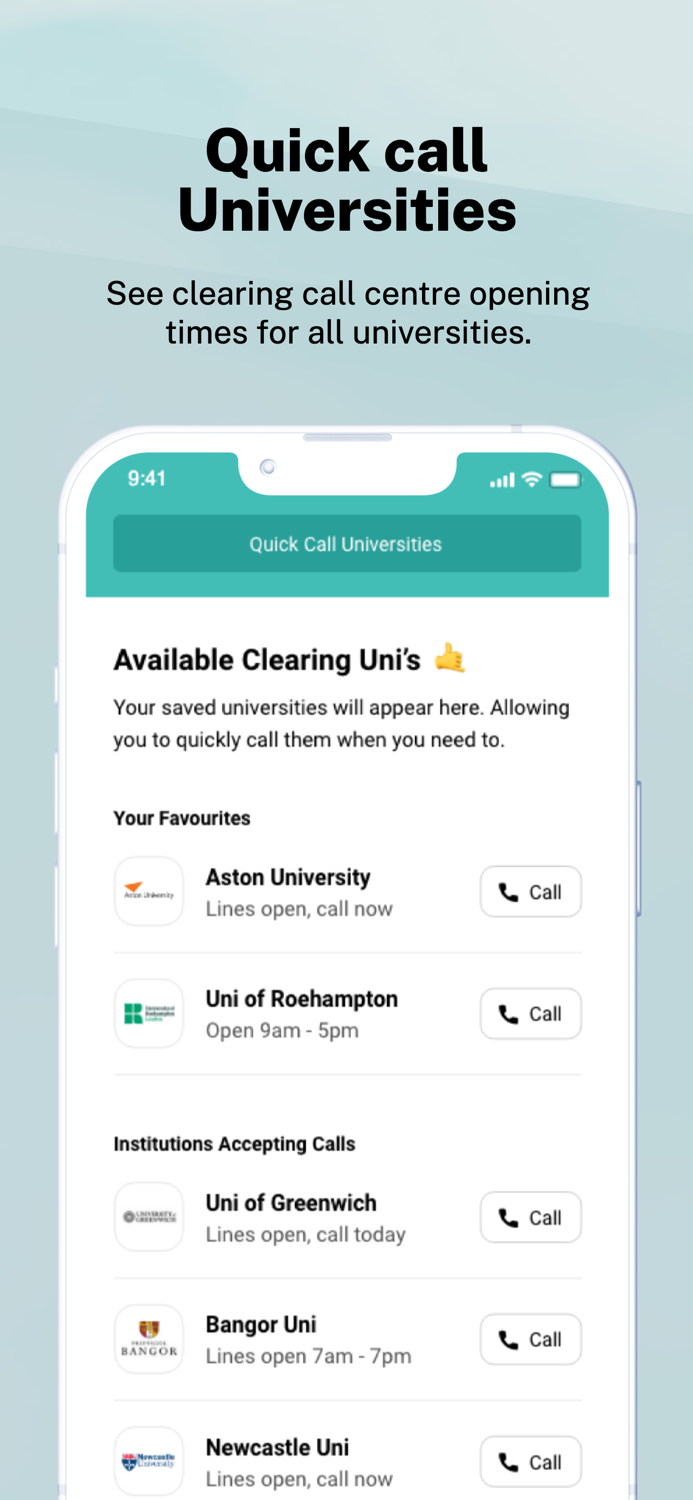 Clearing Call UK Universities
