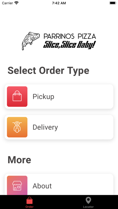 Parrinos Pizza App Screenshot