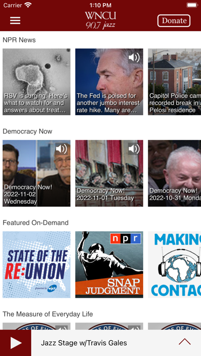 WNCU Public Radio App Screenshot