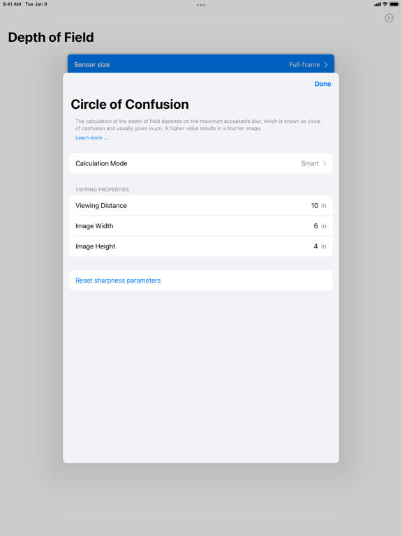 Screenshot #6 pour Depth of Field Estimator