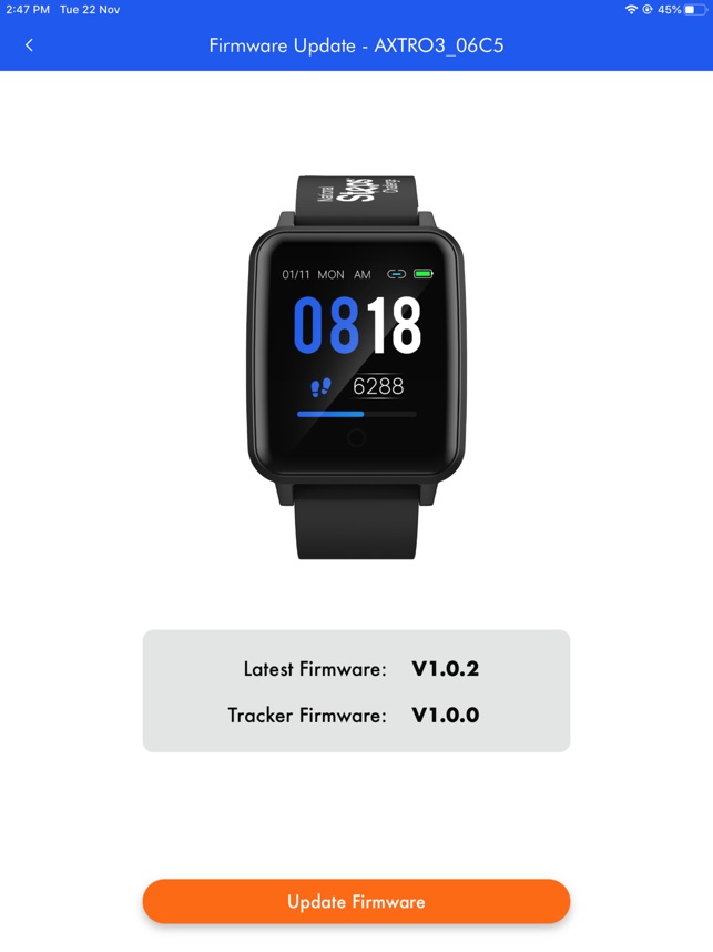 AXTRO Fit - Firmware Update on the App Store