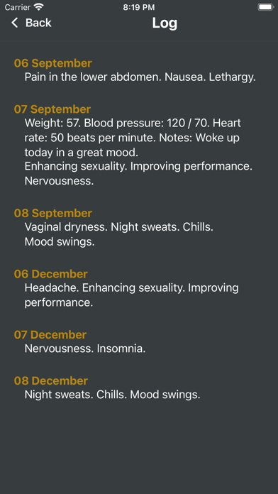 Female Cycle Period Calendar Screenshot