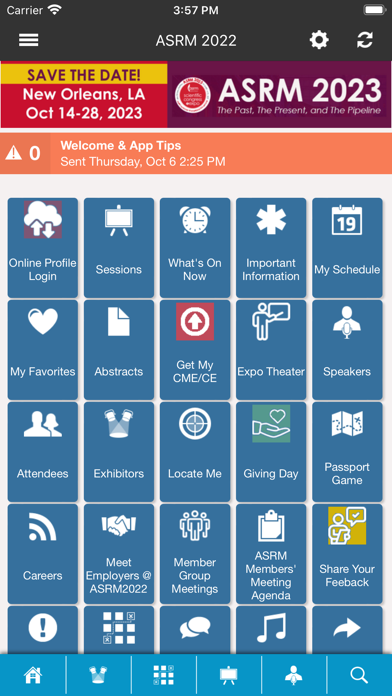 ASRM Events Gateway Screenshot