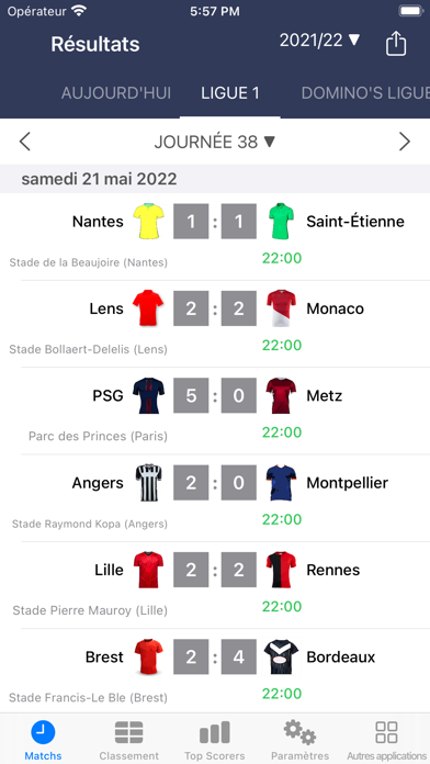 Screenshot #1 pour Résultats de Football France