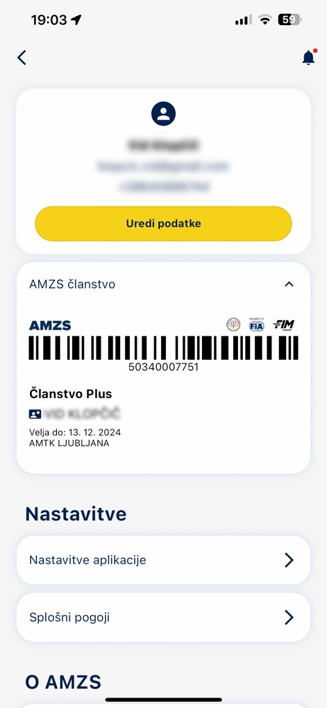AMZS, prometne informacije - ユーザーの会員情報と設定を一元的に管理し、AMZS会員証デジタル表示と会員情報と設定オプションでパーソナライズされた体験を提供します。