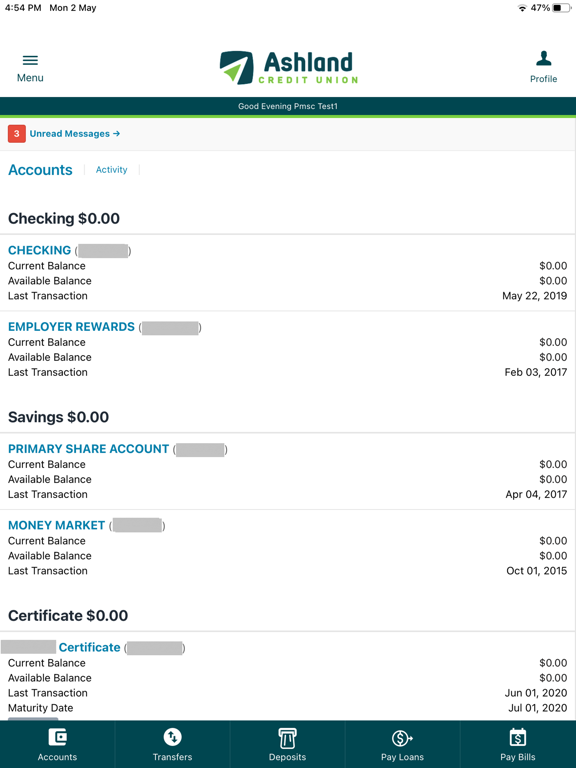 AshlandCU Mobile iPad screenshot 3 - Finance app