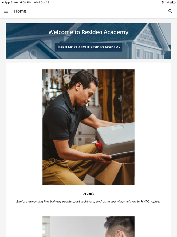 Resideo Academy iPad screenshot 1 - Productivity app
