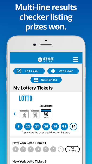 NY Lotto Results Screenshot