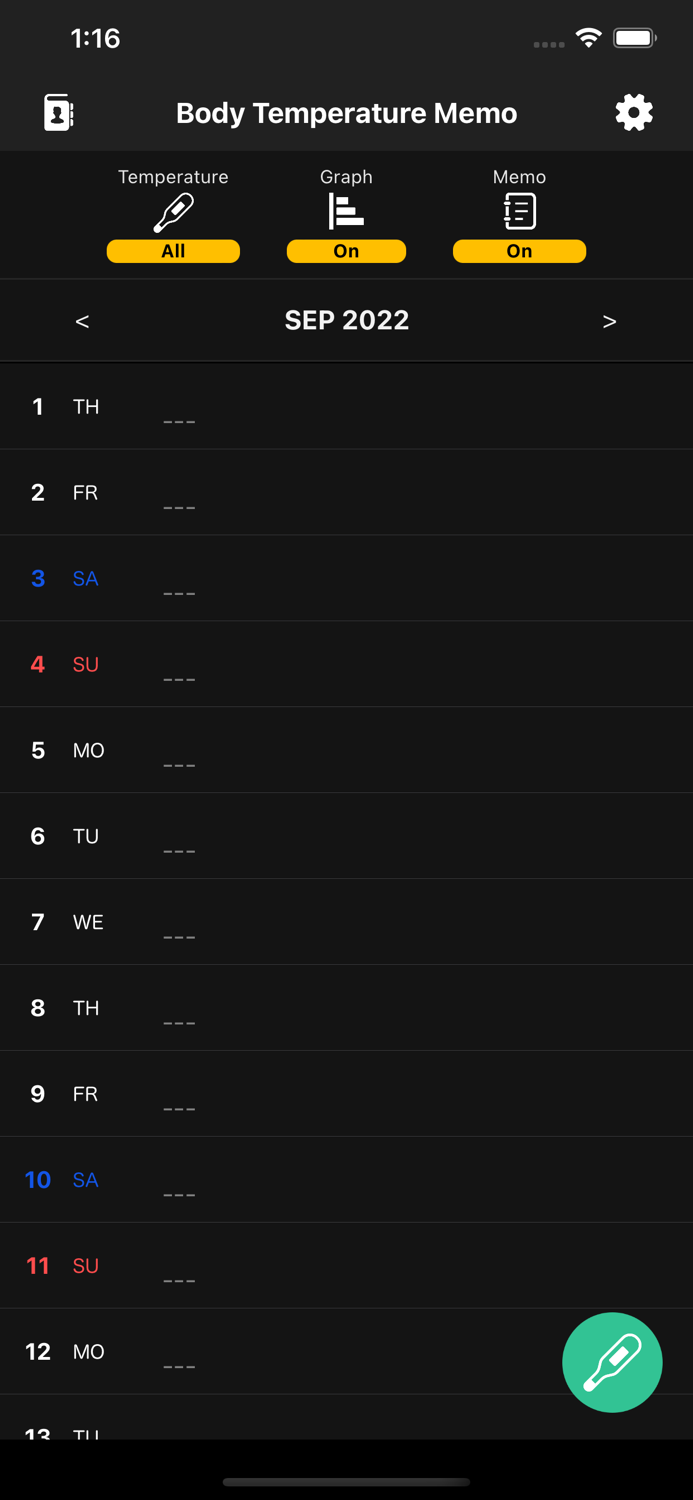 Body Temperature Memo