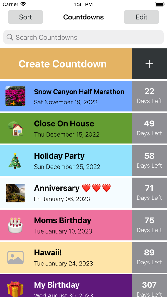 #1. Countdown: Events & Deadlines (iOS) Podle: Creative Greenlight LLC