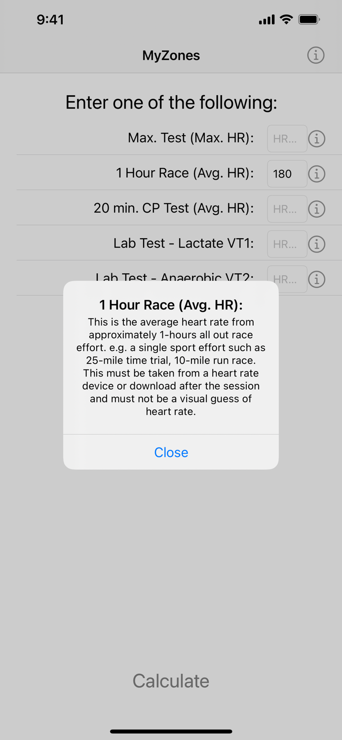 MyZones - HR Zone Calculator