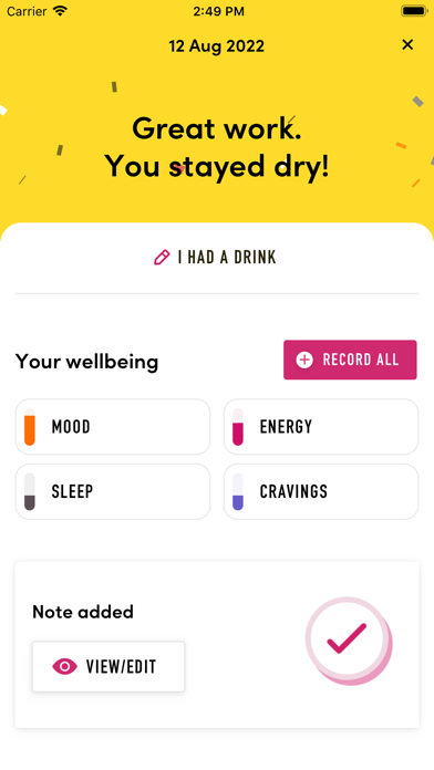 TRY DRY: The Dry January app Screenshot