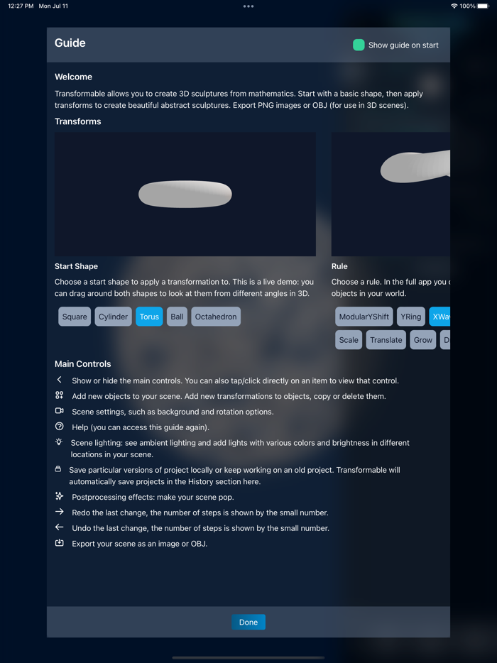 Transformable 3D graphics
