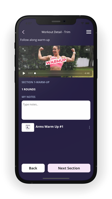 Feroce Fitness App Screenshot