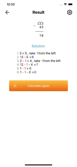 Game screenshot Column subtraction method apk