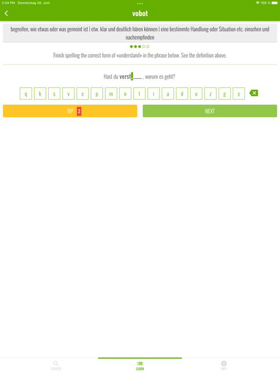 vobot German vocab trainer iPad screenshot 6 - Education app