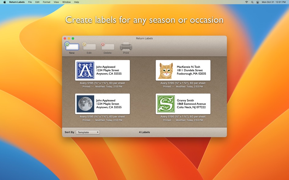 #1. Return Labels (macOS) By: Splasm Software, Inc.